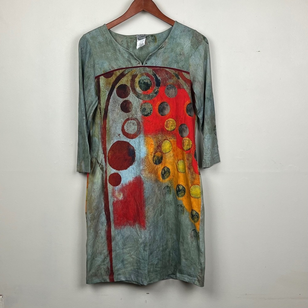 Dolcezza Simply Art Dress S Blue Red Abstract Print Avant Garde Maximalist